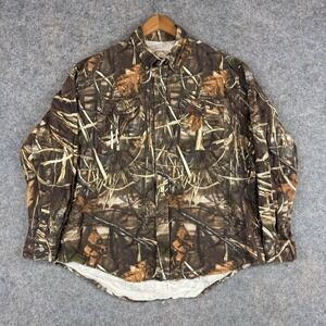 10X Camo Button Shirt Mens Large Chamois Flannel Max 4 Realtree Duck Waterfowl